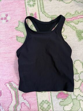 Bossi Girls Black Ribbed Racerback Crop Tank Top